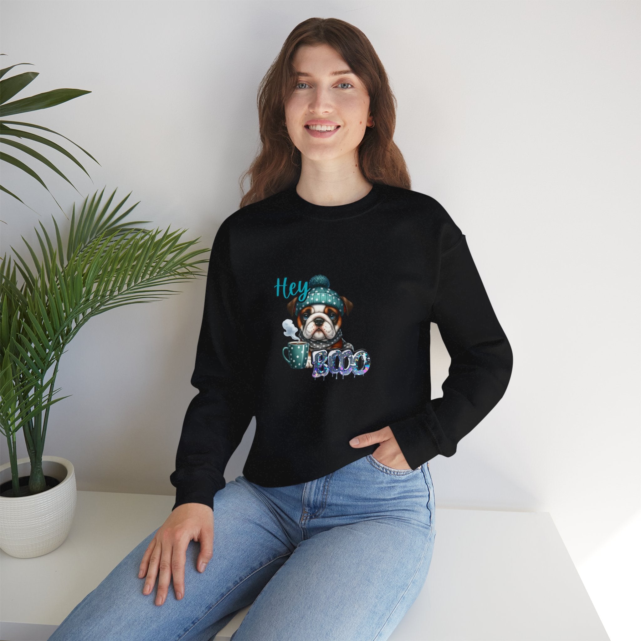 HEY Boo- Halloween -Cozy Dog Lover Sweatshirt