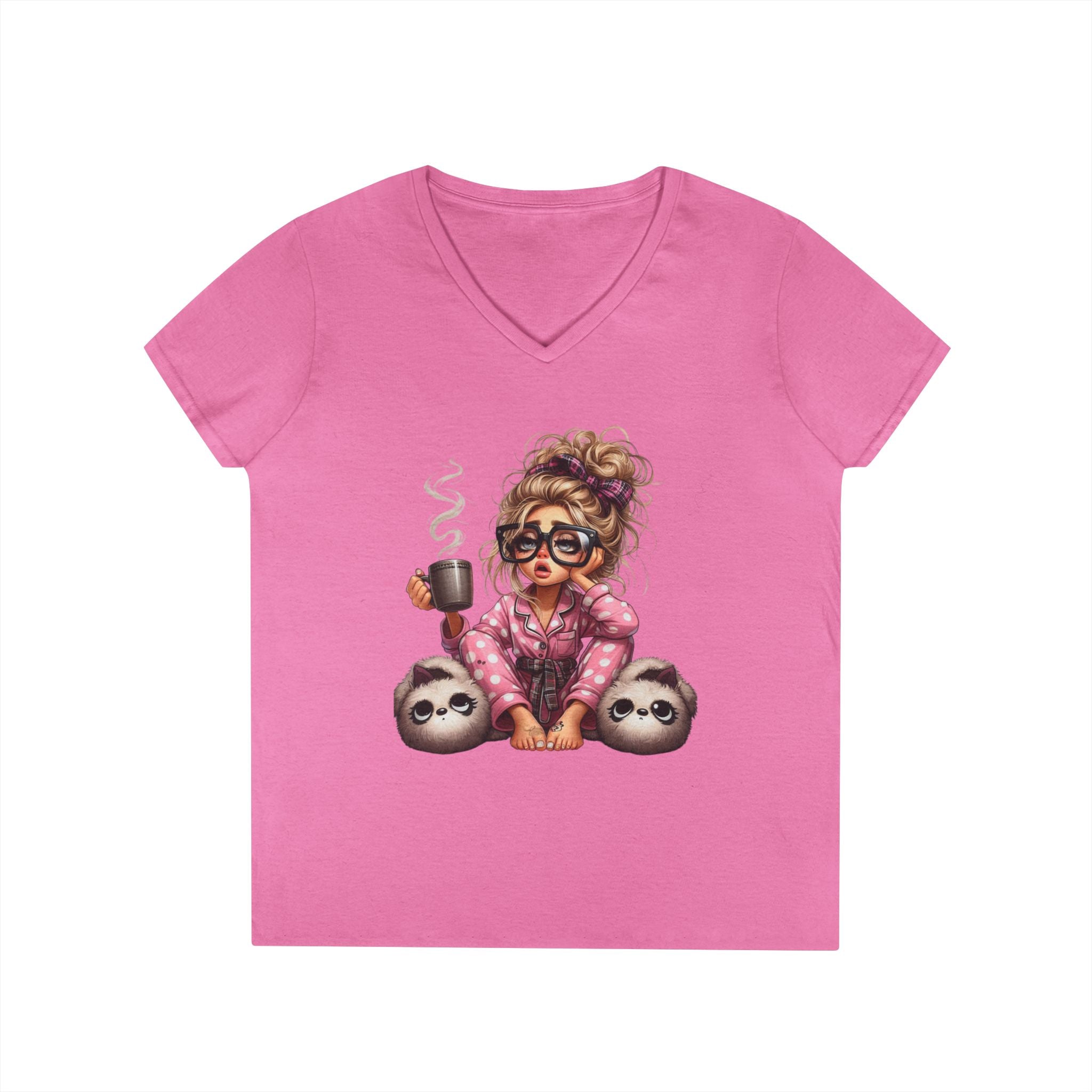Cozy Sloth V-Neck Tee, Relaxed T-Shirt
