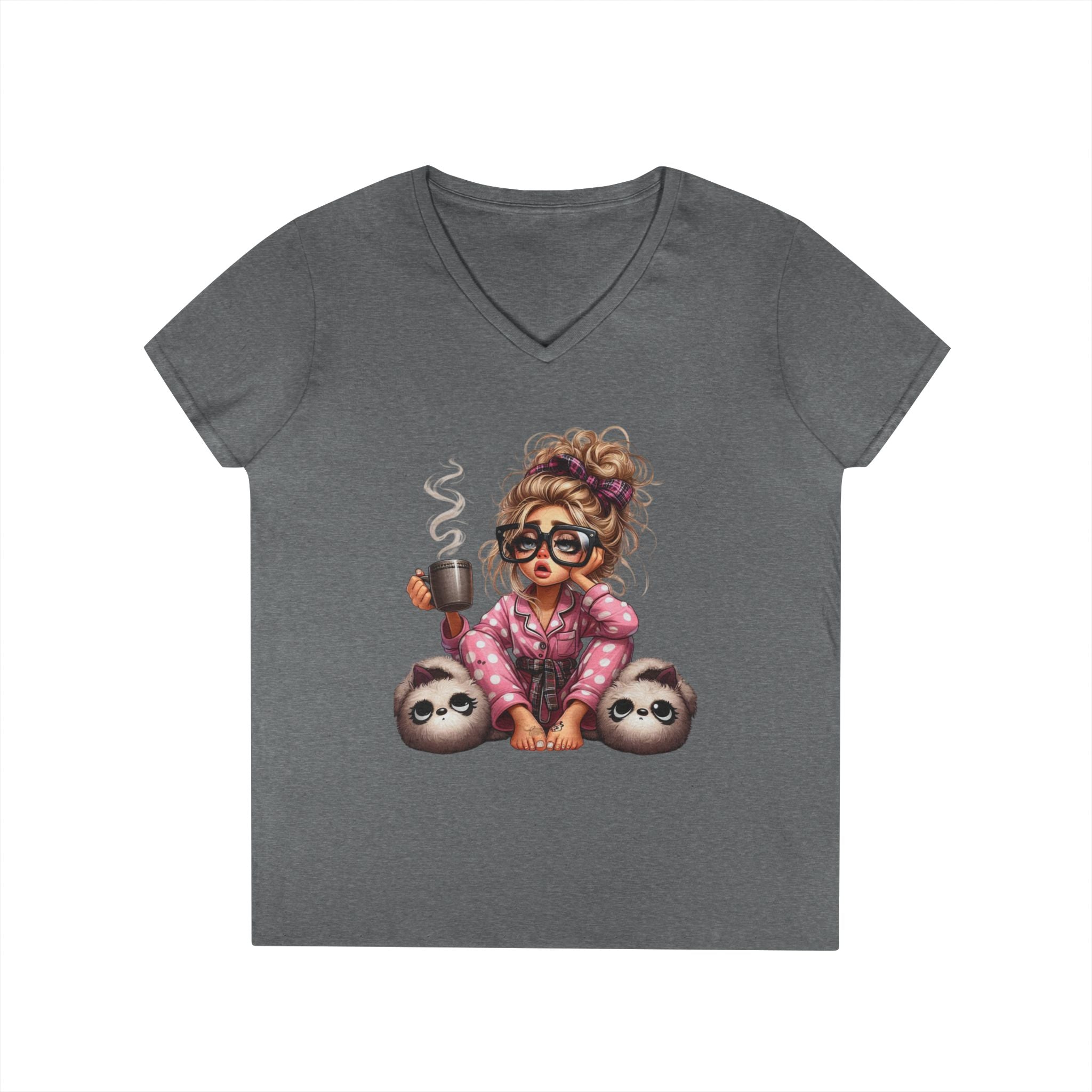 Cozy Sloth V-Neck Tee, Relaxed T-Shirt