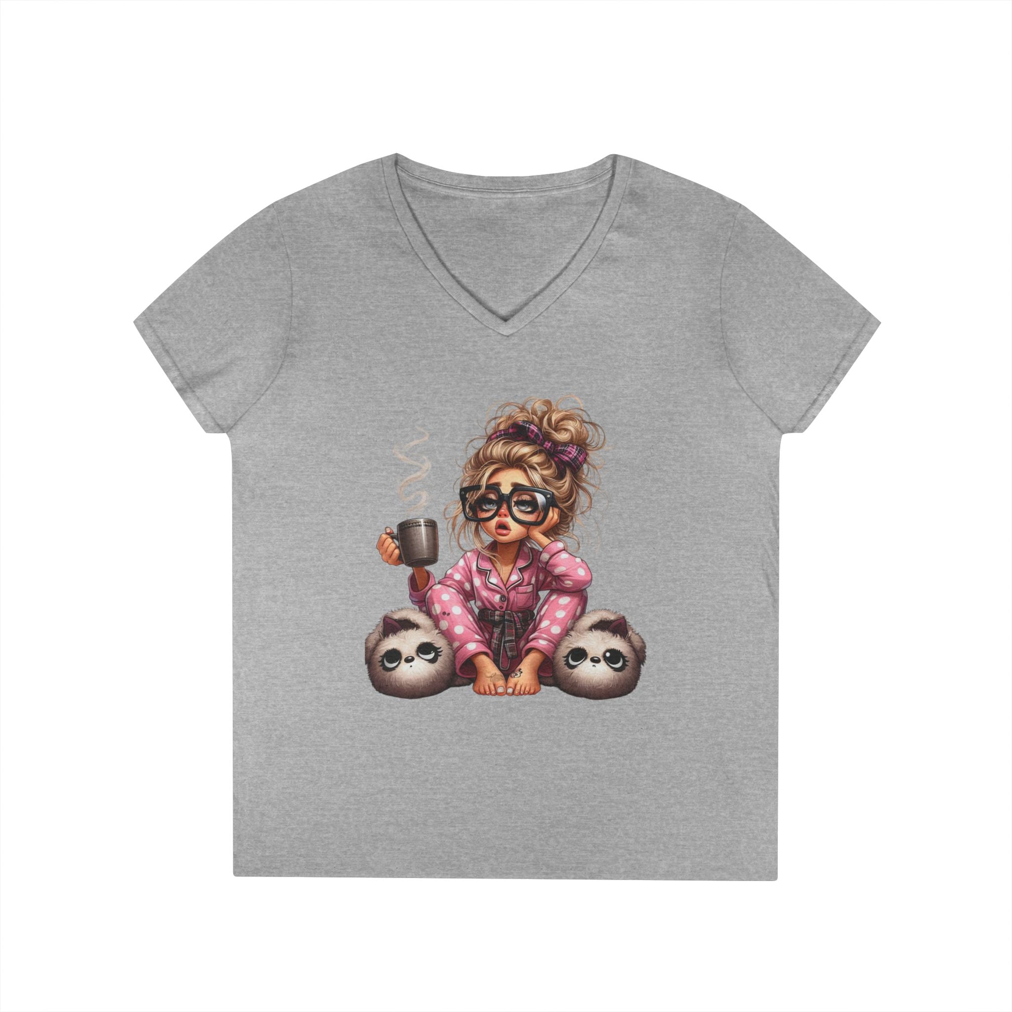 Cozy Sloth V-Neck Tee, Relaxed T-Shirt