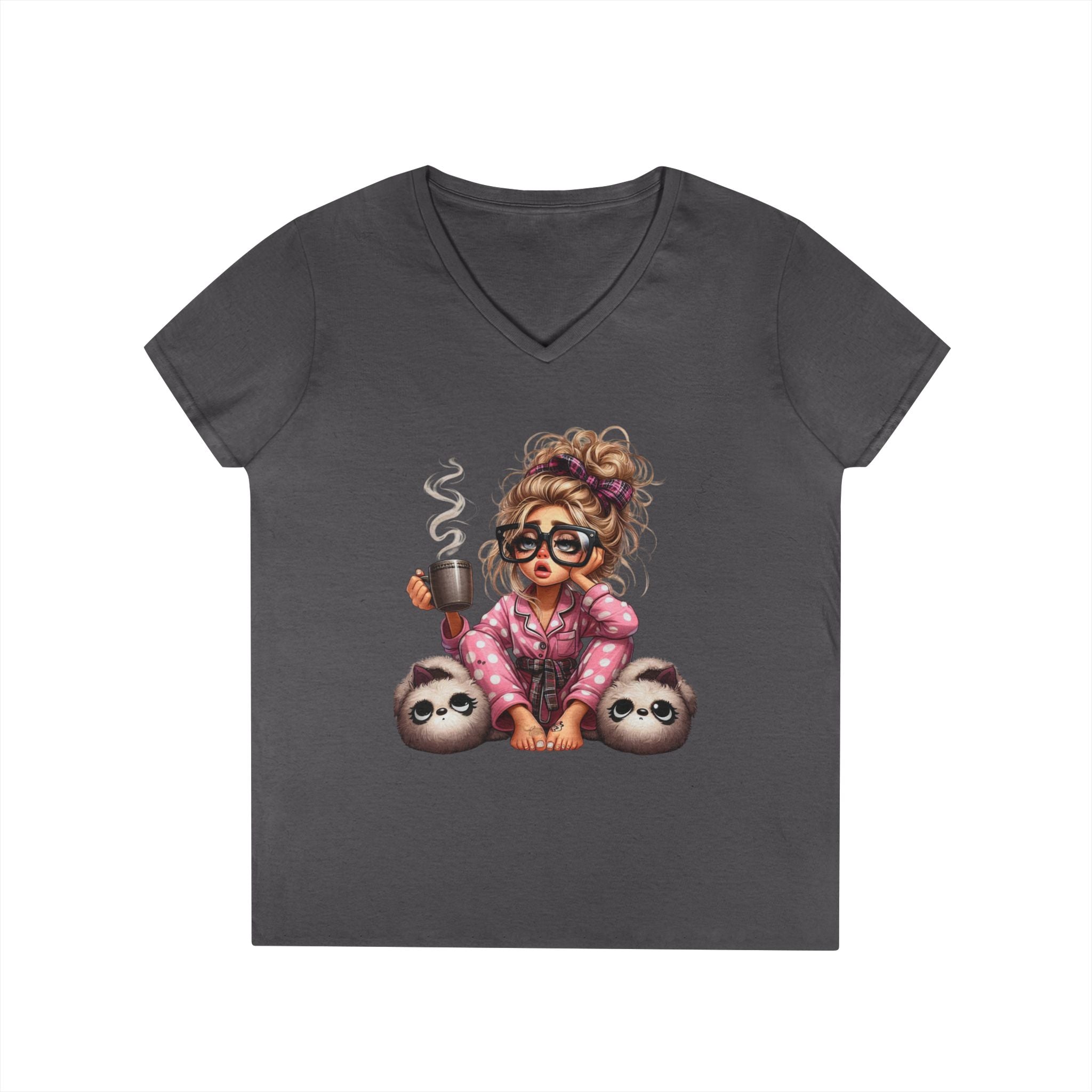 Cozy Sloth V-Neck Tee, Relaxed T-Shirt