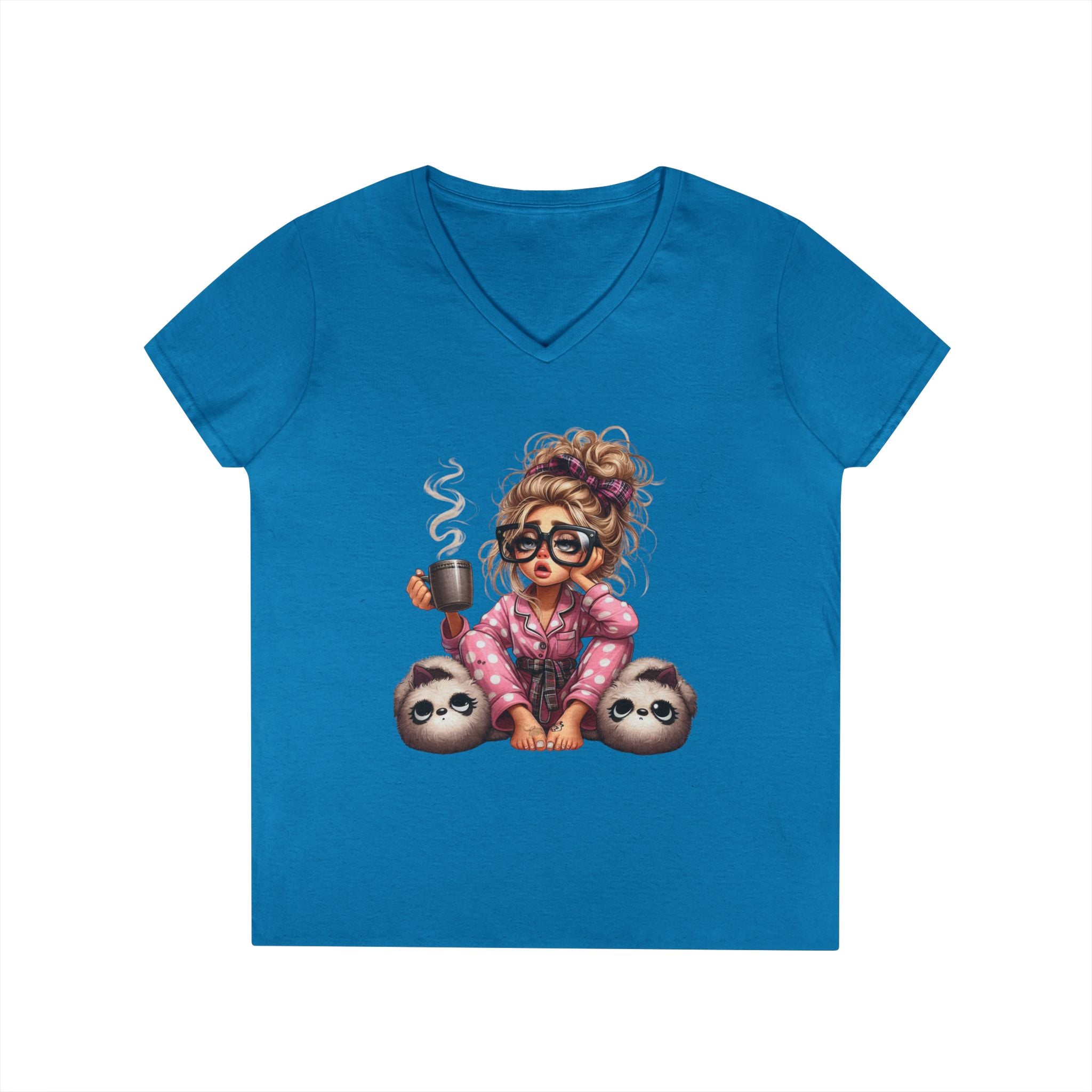 Cozy Sloth V-Neck Tee, Relaxed T-Shirt