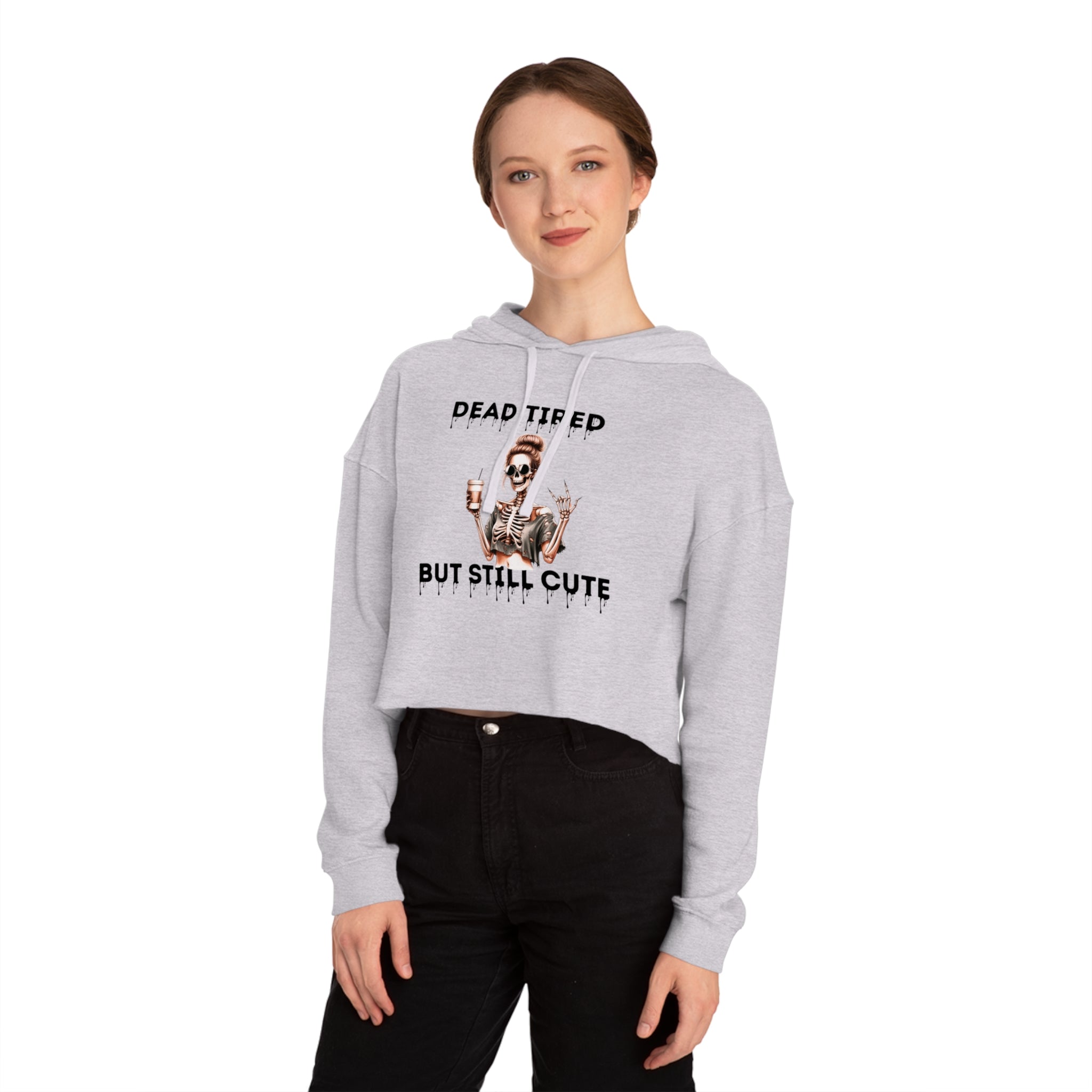 DEAD TIRED- Skeleton Cropped Hoodie