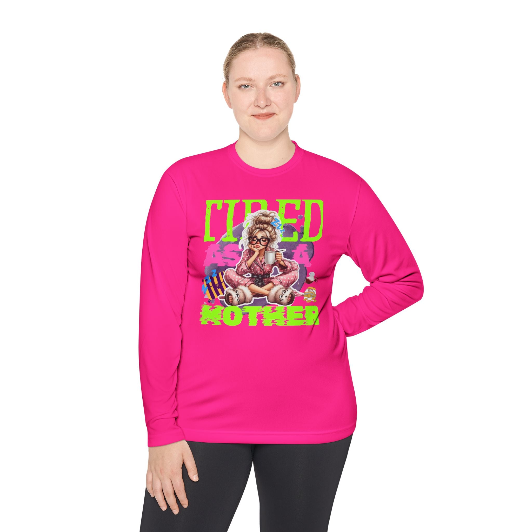 Tired As A Mother Long Sleeve Tee, Funny Gift for Moms, Casual Wear, Unisex Lightweight Tee, Holiday Humor Shirt, Birthday Gift