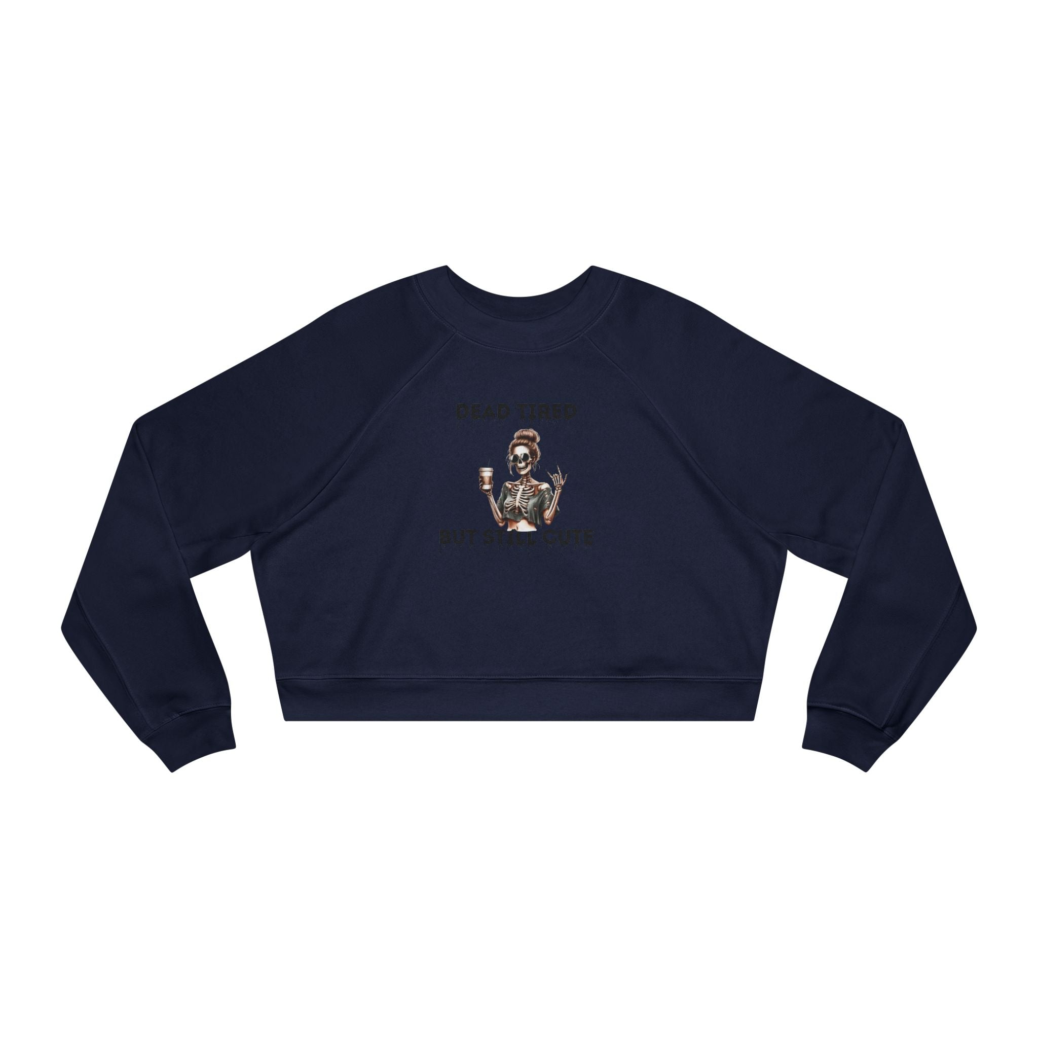 Dead Tired but Still Cute Cropped Fleece Pullover