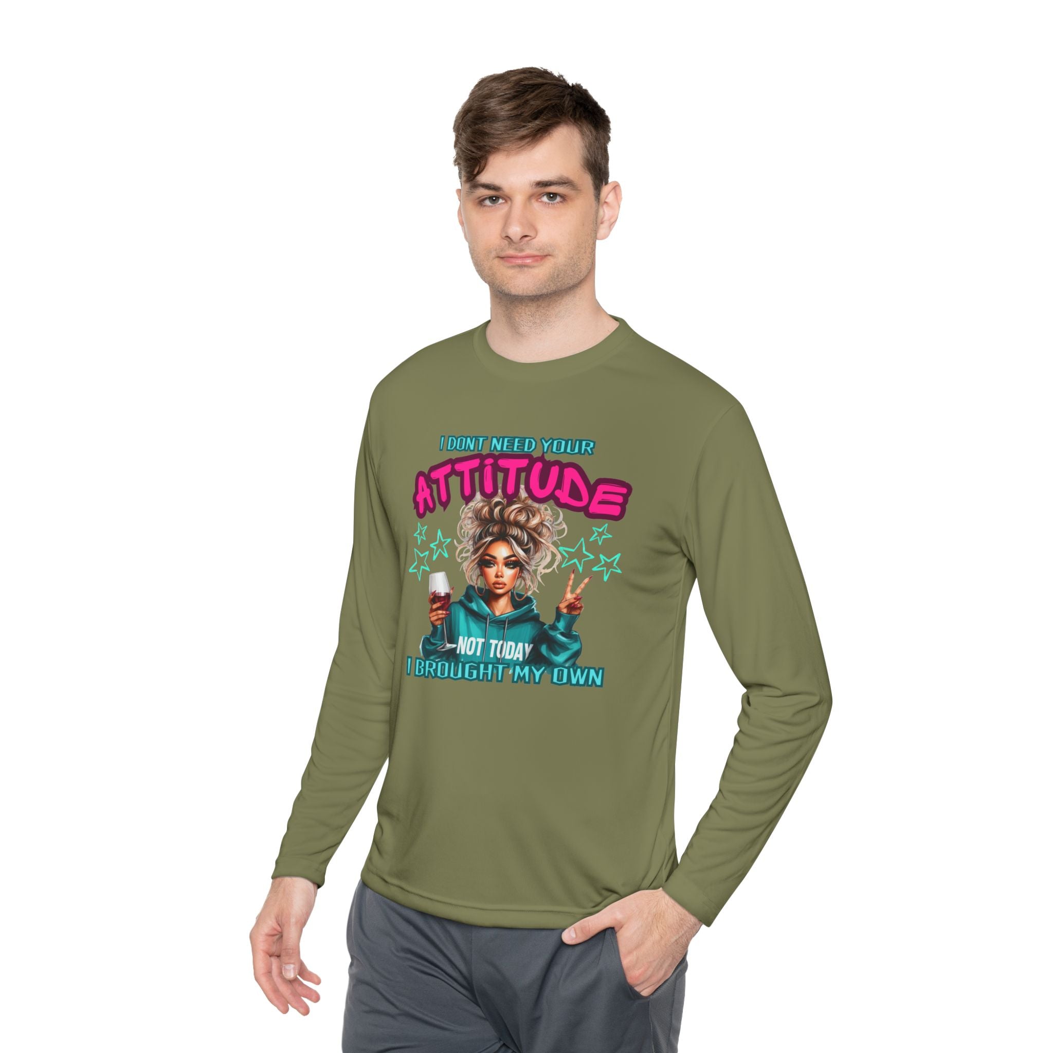 Attitude-Inspired Unisex Lightweight Long Sleeve Tee, Casual Wear, Gift for Friends, Motivational Shirt, Seasonal Fashion, Fun Graphic Tee