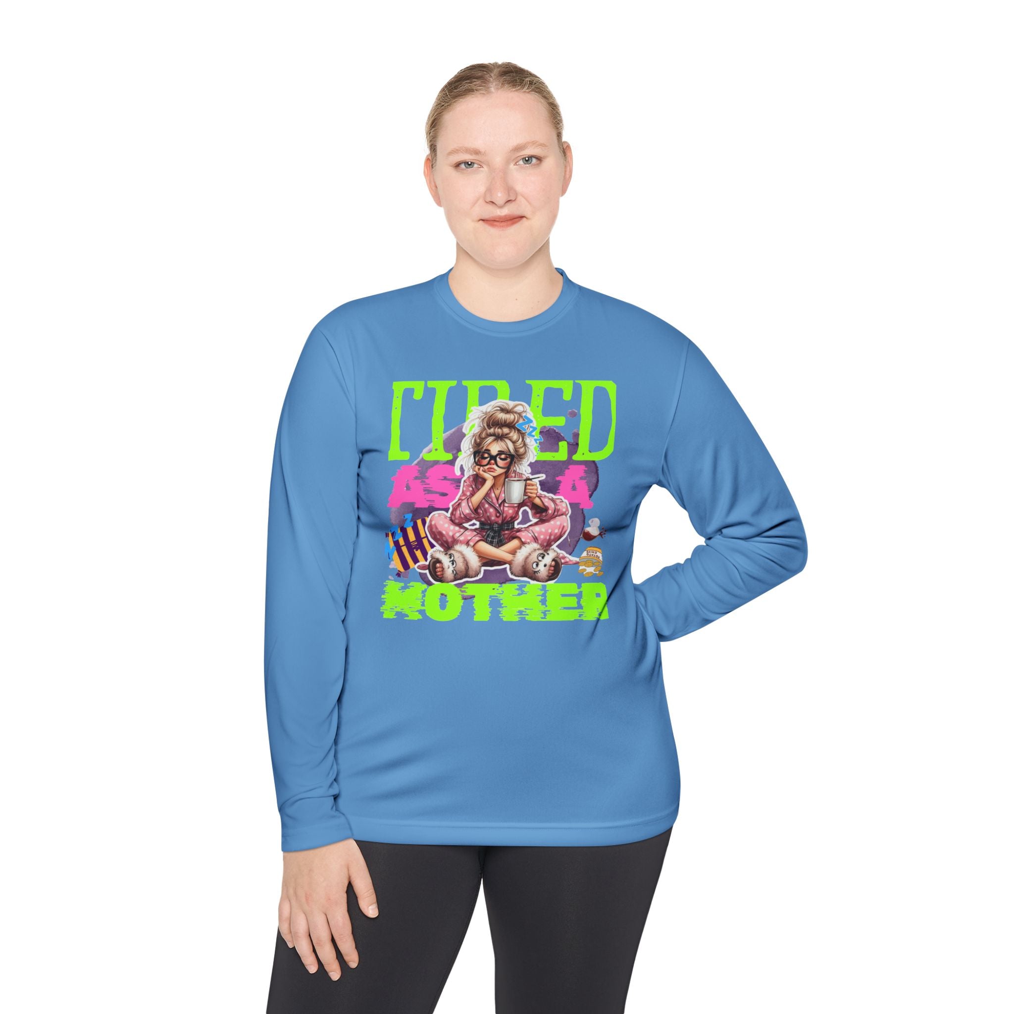 Tired As A Mother Long Sleeve Tee, Funny Gift for Moms, Casual Wear, Unisex Lightweight Tee, Holiday Humor Shirt, Birthday Gift