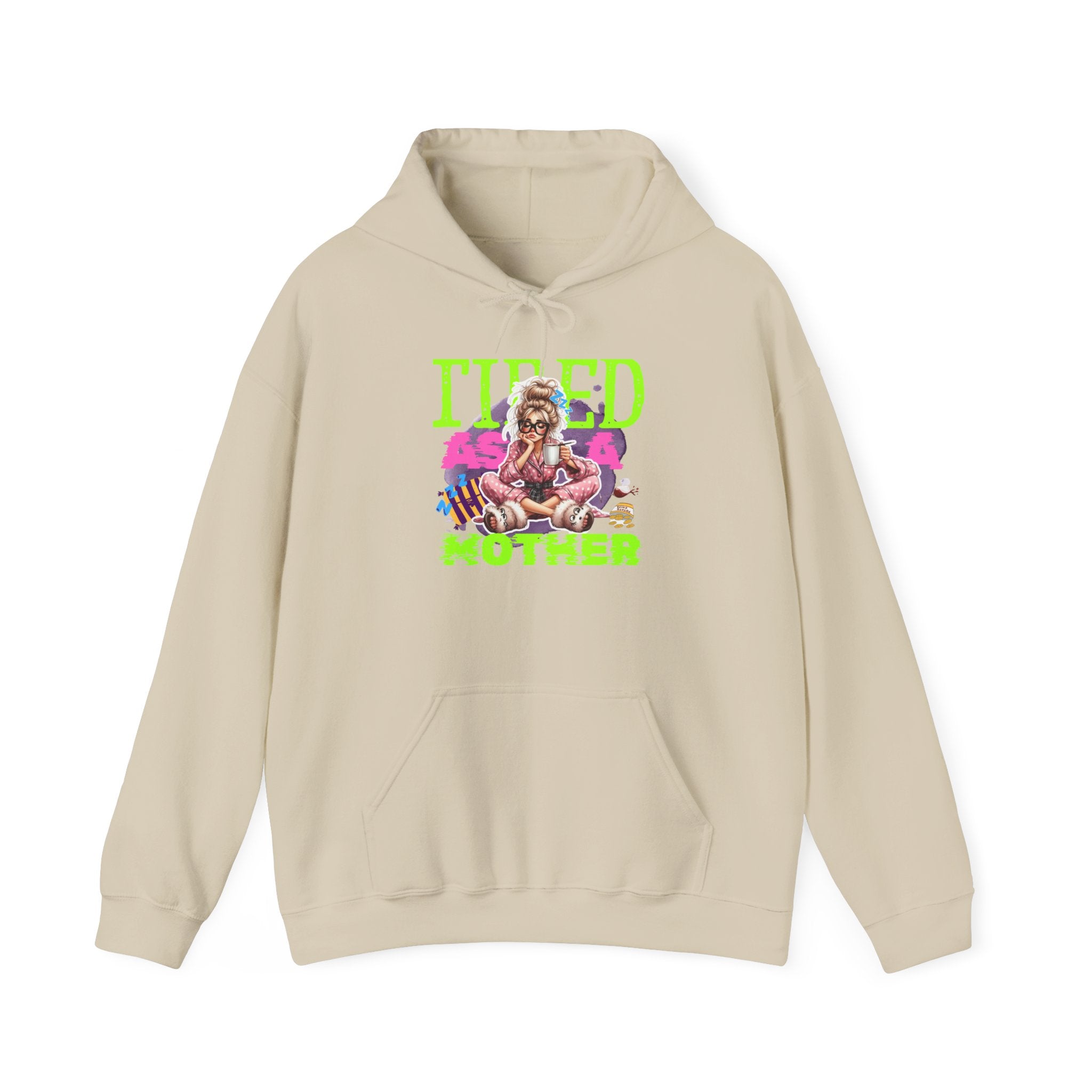 Tired Mother Unisex Hoodie, Cozy Sweatshirt Gift for Moms, Relaxation Wear, Cute Apparel for Mother's Day, Funny Parenting Sweatshirt