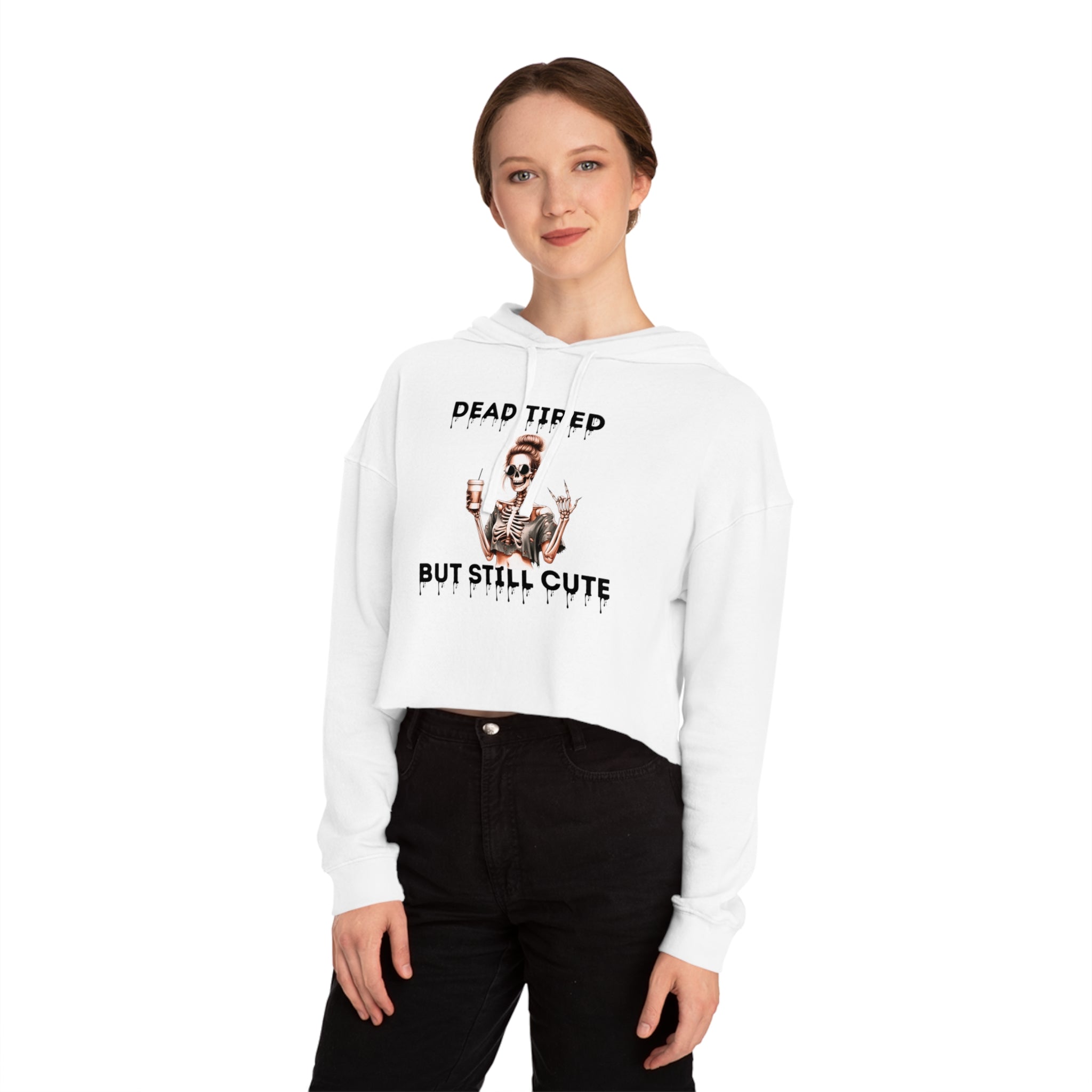 DEAD TIRED- Skeleton Cropped Hoodie