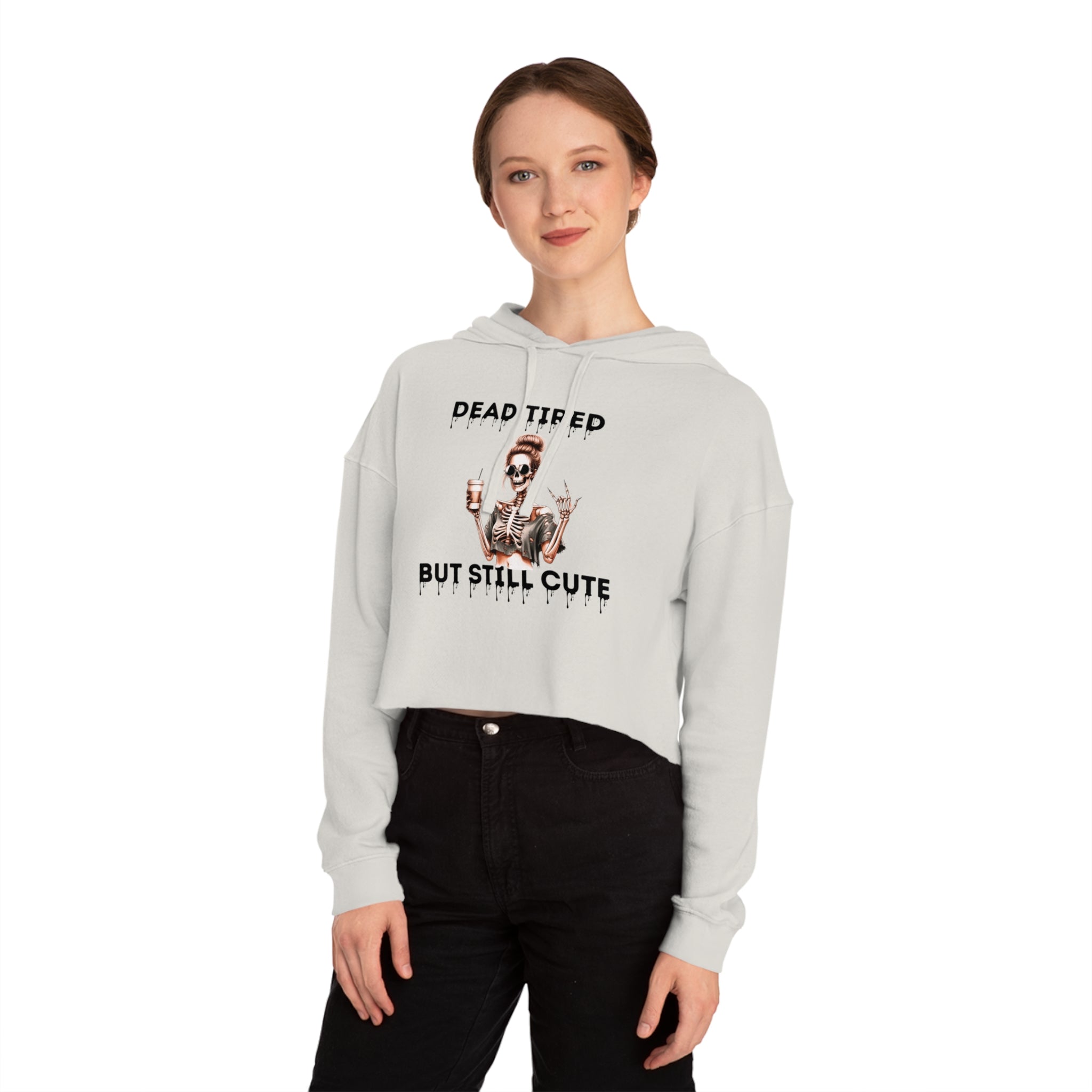 DEAD TIRED- Skeleton Cropped Hoodie