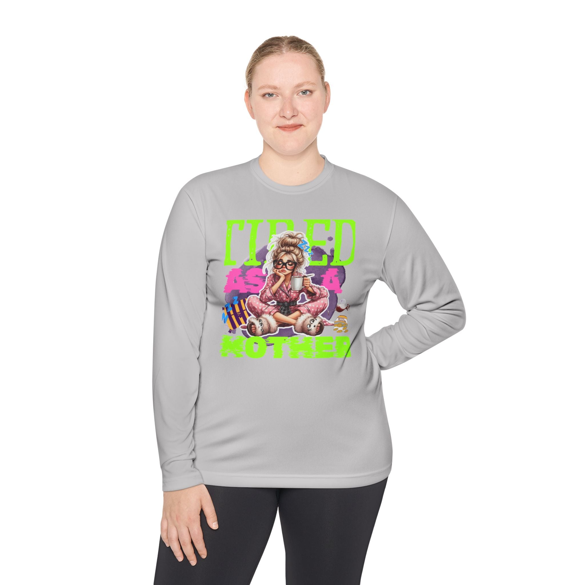 Tired As A Mother Long Sleeve Tee, Funny Gift for Moms, Casual Wear, Unisex Lightweight Tee, Holiday Humor Shirt, Birthday Gift