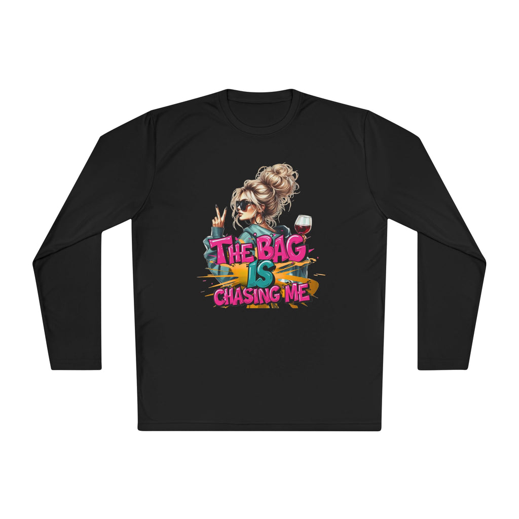 Unisex Long Sleeve Tee - The Bag is Chasing Me, Trendy Shirt, Fashion Gift, Casual Wear, Fun Graphic Tee, Gift for Friends