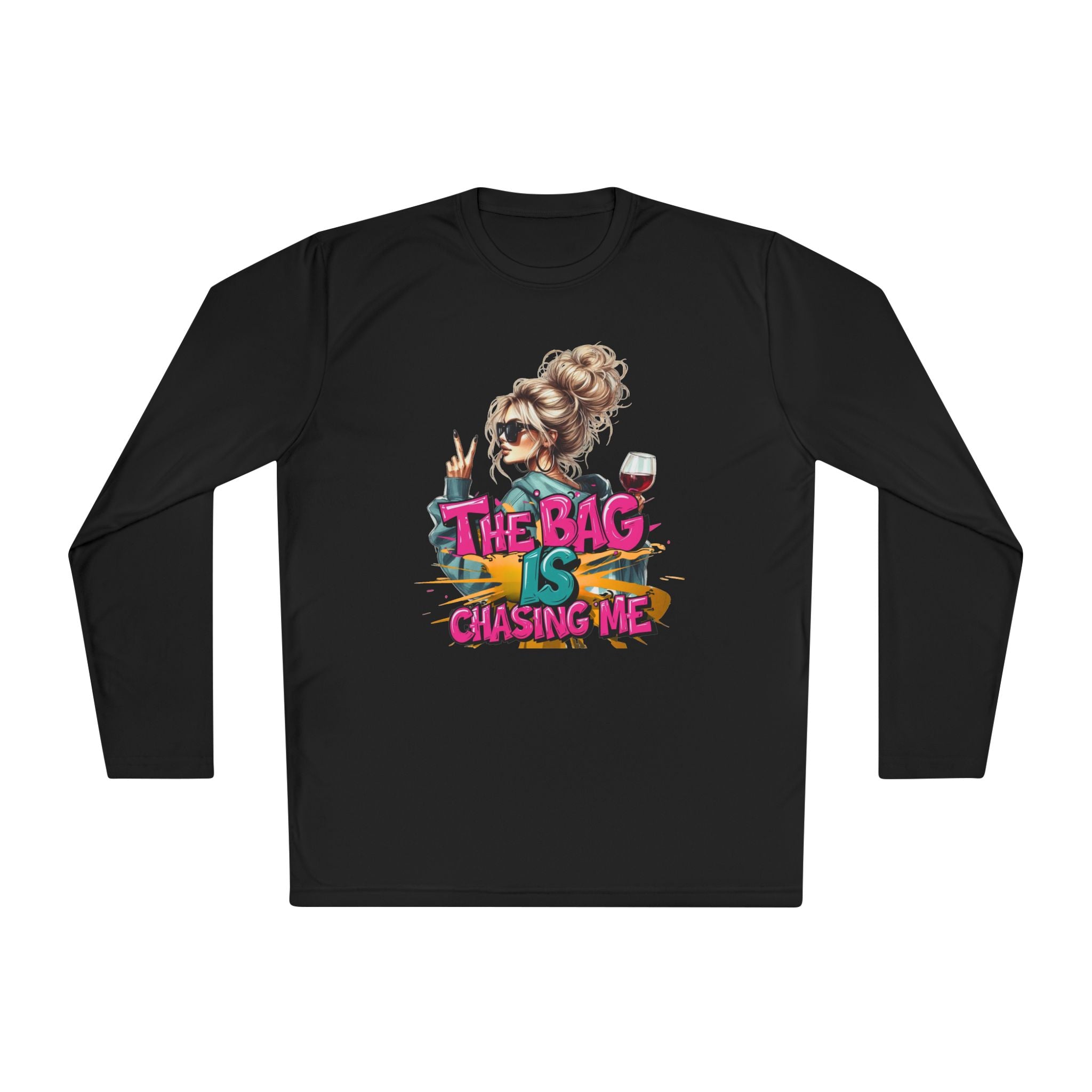 Unisex Long Sleeve Tee - The Bag is Chasing Me, Trendy Shirt, Fashion Gift, Casual Wear, Fun Graphic Tee, Gift for Friends