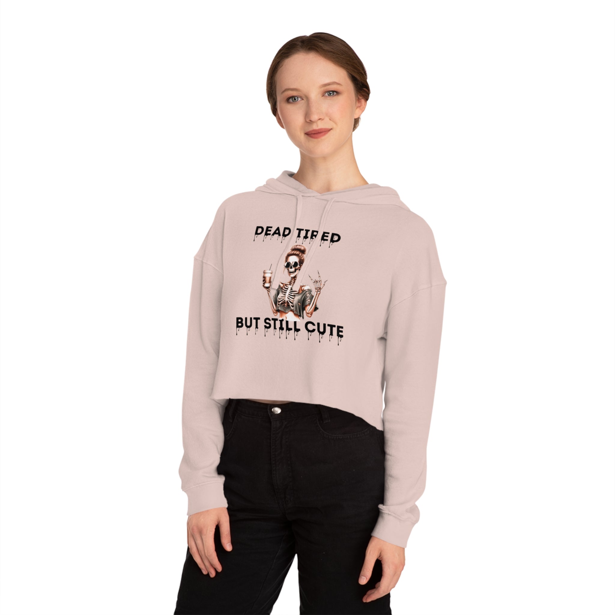 DEAD TIRED- Skeleton Cropped Hoodie