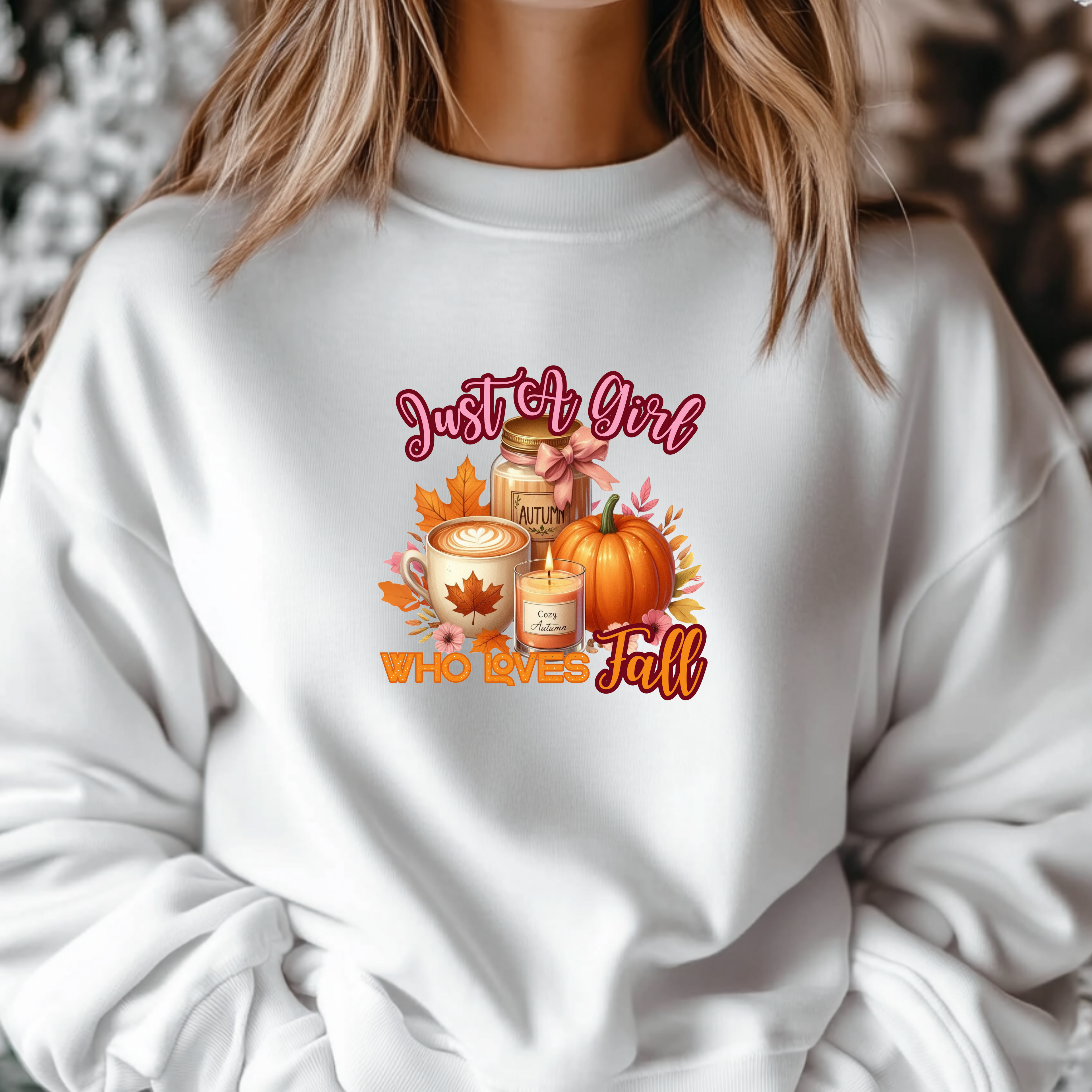 , Just a Girl Who Loves Fall-Cozy Fall Sweatshirt for Girls