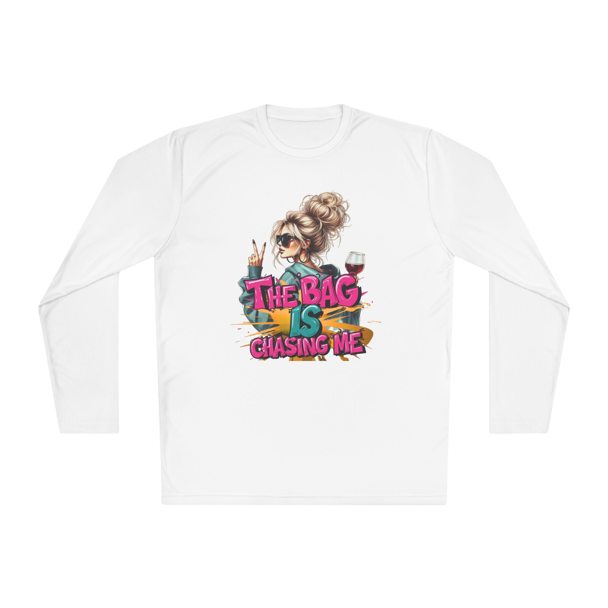 Unisex Long Sleeve Tee - The Bag is Chasing Me, Trendy Shirt, Fashion Gift, Casual Wear, Fun Graphic Tee, Gift for Friends