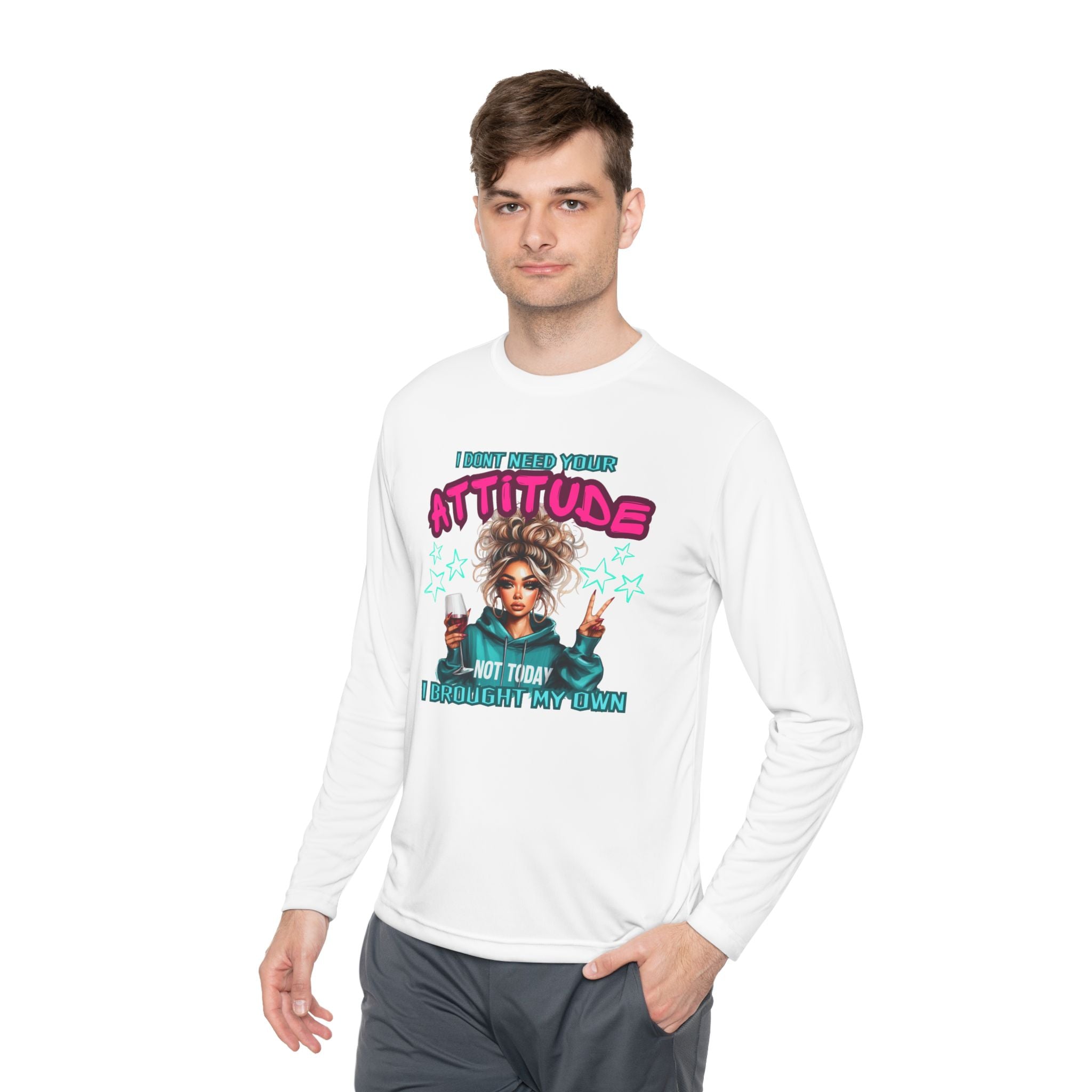 Attitude-Inspired Unisex Lightweight Long Sleeve Tee, Casual Wear, Gift for Friends, Motivational Shirt, Seasonal Fashion, Fun Graphic Tee