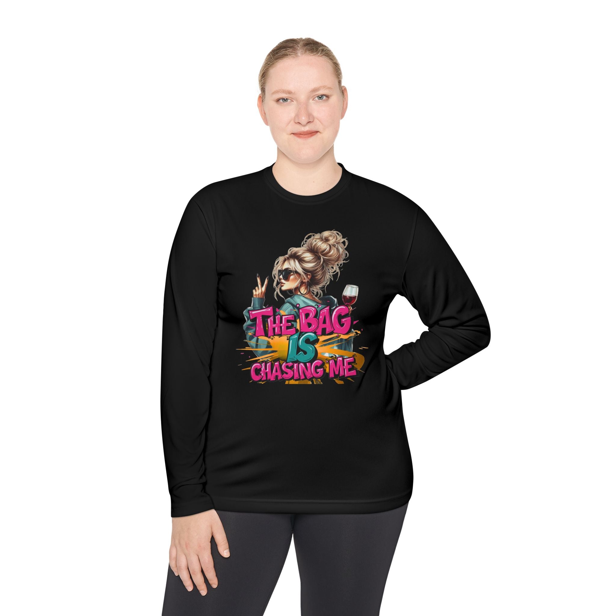 Unisex Long Sleeve Tee - The Bag is Chasing Me, Trendy Shirt, Fashion Gift, Casual Wear, Fun Graphic Tee, Gift for Friends