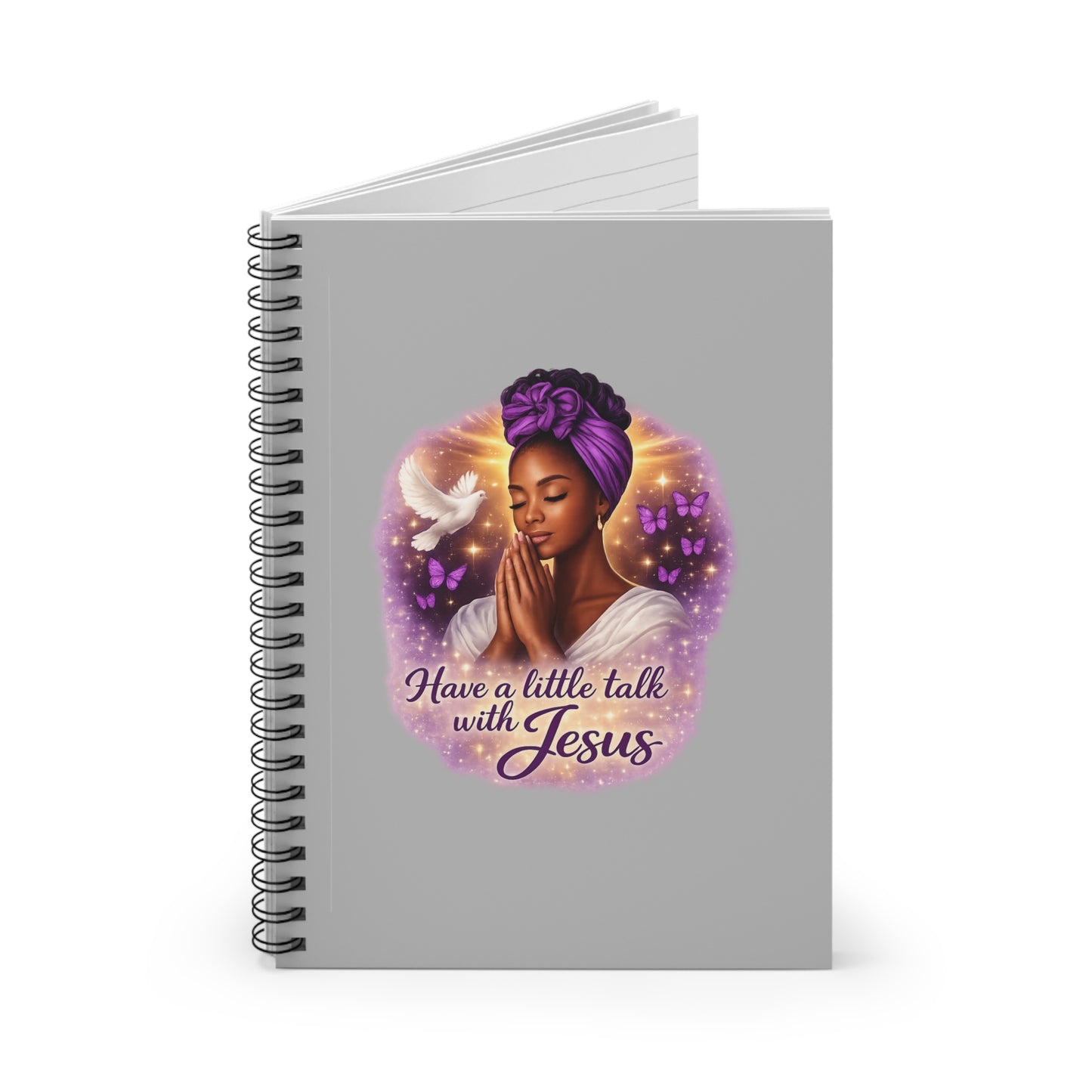 Spiral Notebook — "Have a Little Talk with Jesus" Inspirational Prayer Journal (Purple)