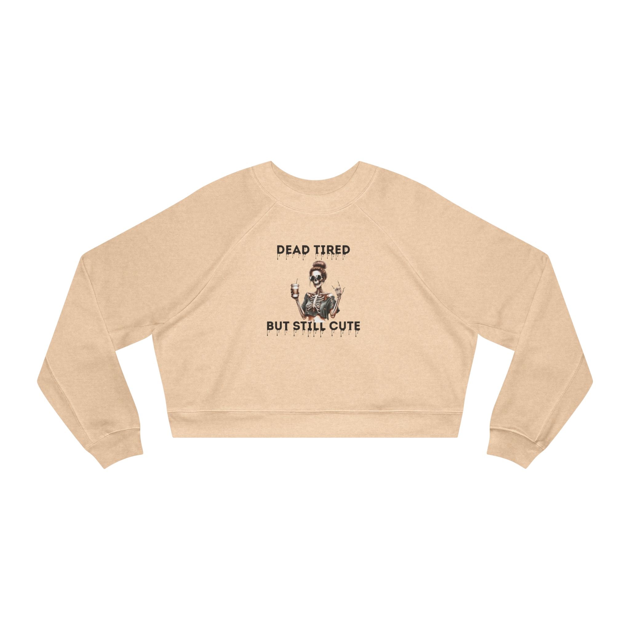 Dead Tired but Still Cute Cropped Fleece Pullover