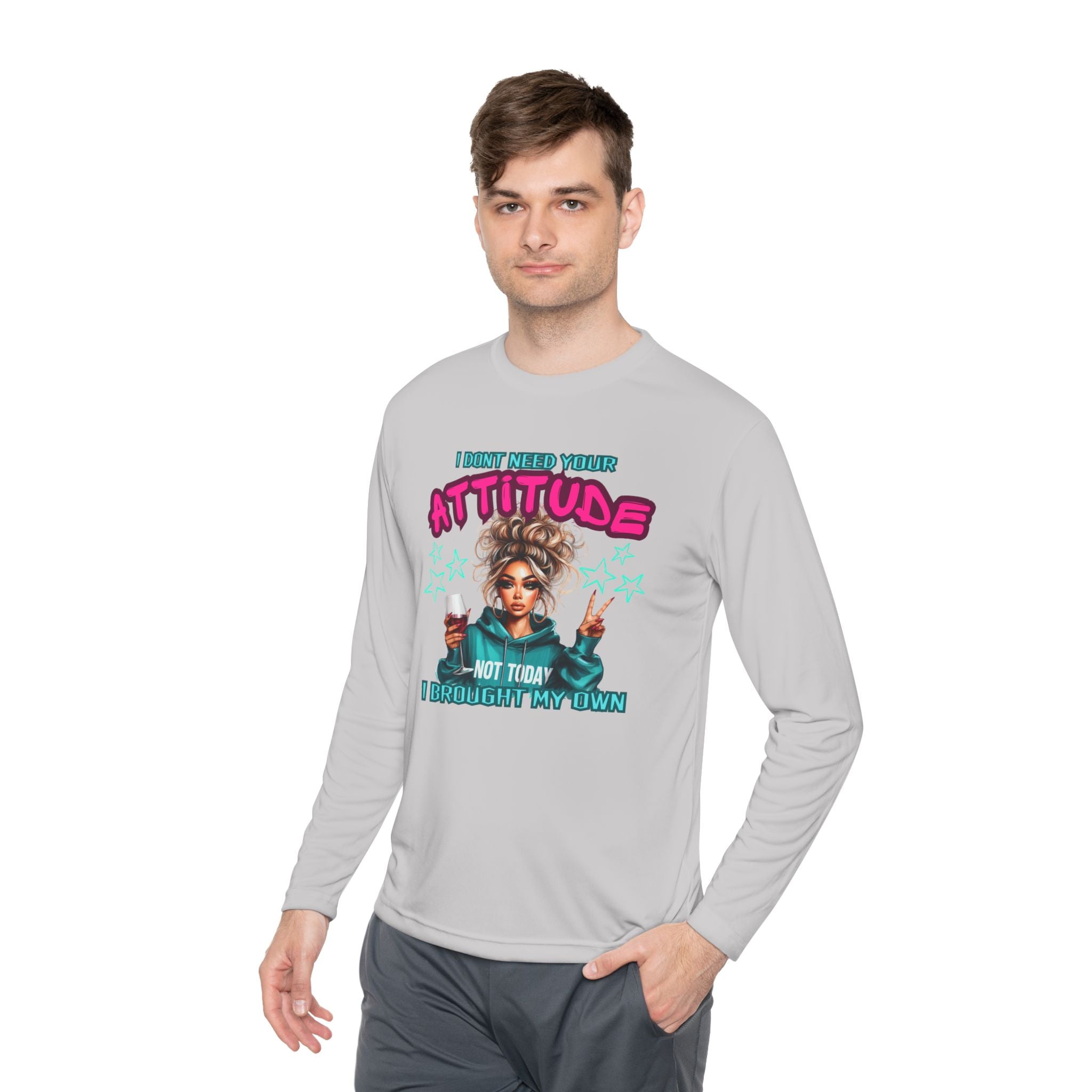 Attitude-Inspired Unisex Lightweight Long Sleeve Tee, Casual Wear, Gift for Friends, Motivational Shirt, Seasonal Fashion, Fun Graphic Tee