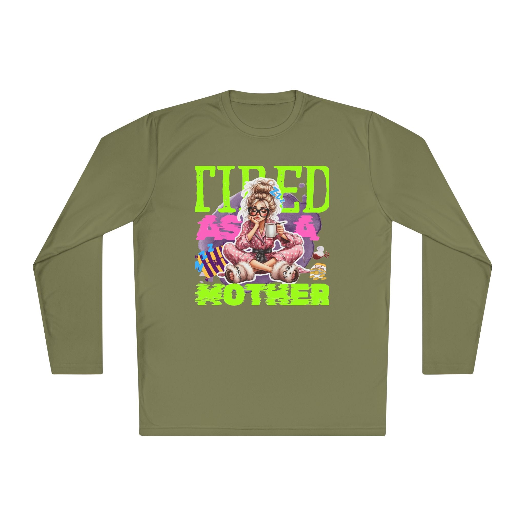 Tired As A Mother Long Sleeve Tee, Funny Gift for Moms, Casual Wear, Unisex Lightweight Tee, Holiday Humor Shirt, Birthday Gift