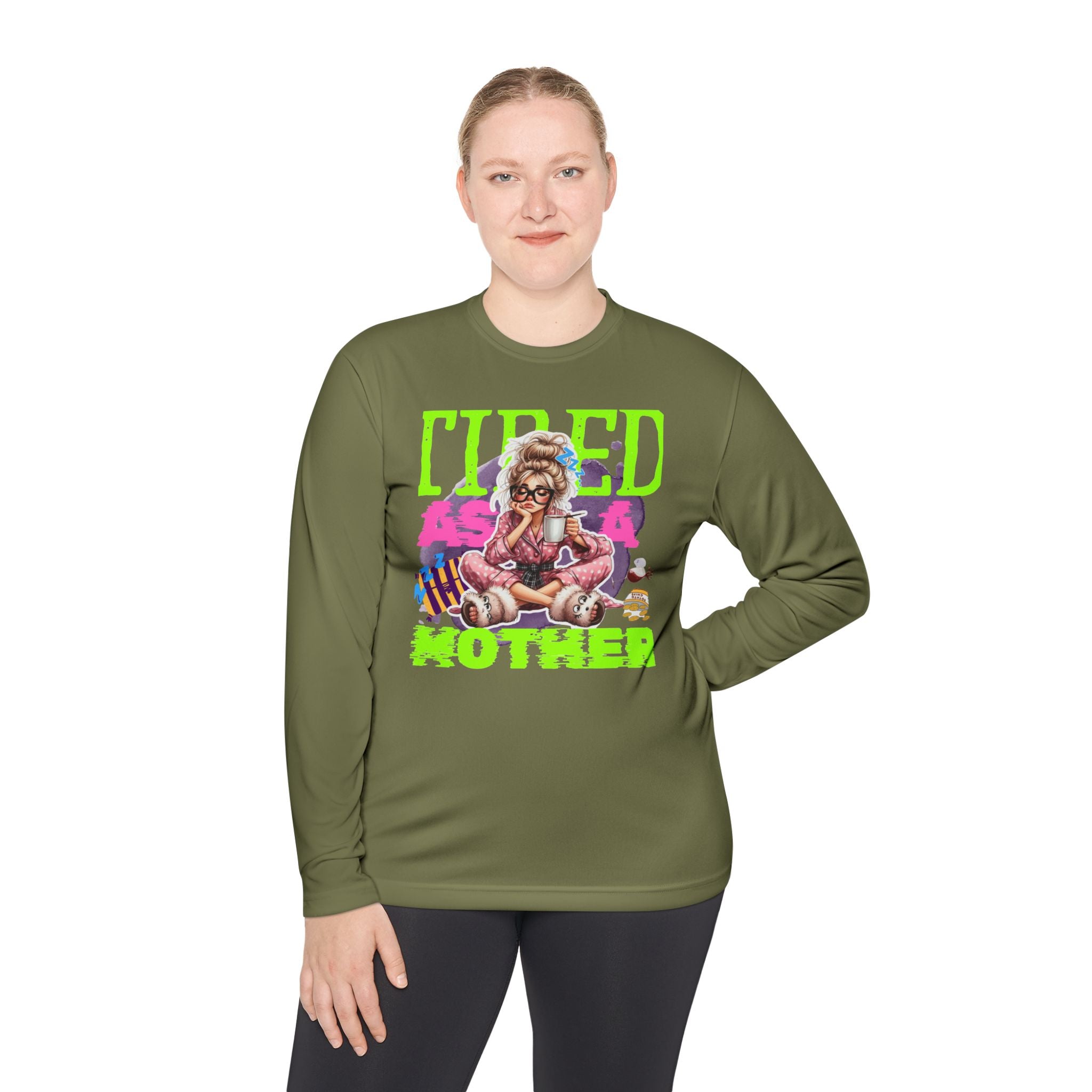 Tired As A Mother Long Sleeve Tee, Funny Gift for Moms, Casual Wear, Unisex Lightweight Tee, Holiday Humor Shirt, Birthday Gift