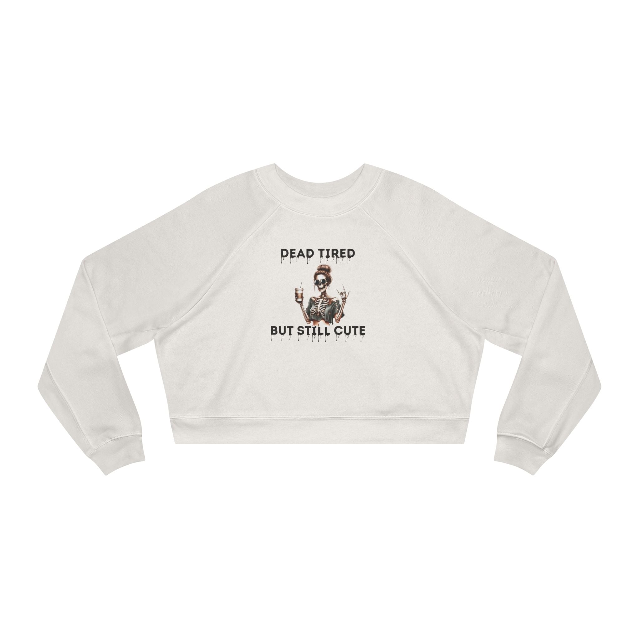 Dead Tired but Still Cute Cropped Fleece Pullover