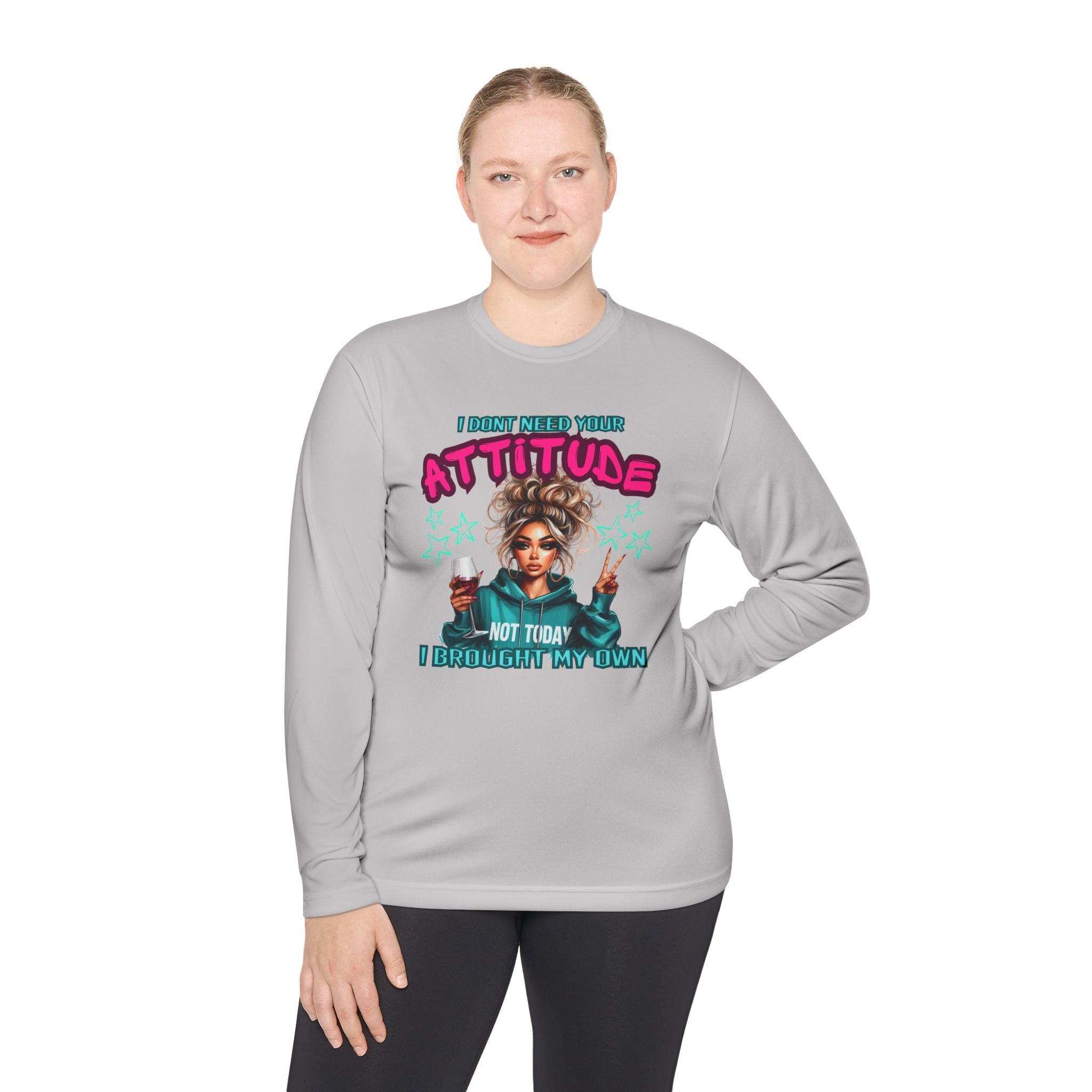 Attitude-Inspired Unisex Lightweight Long Sleeve Tee, Casual Wear, Gift for Friends, Motivational Shirt, Seasonal Fashion, Fun Graphic Tee