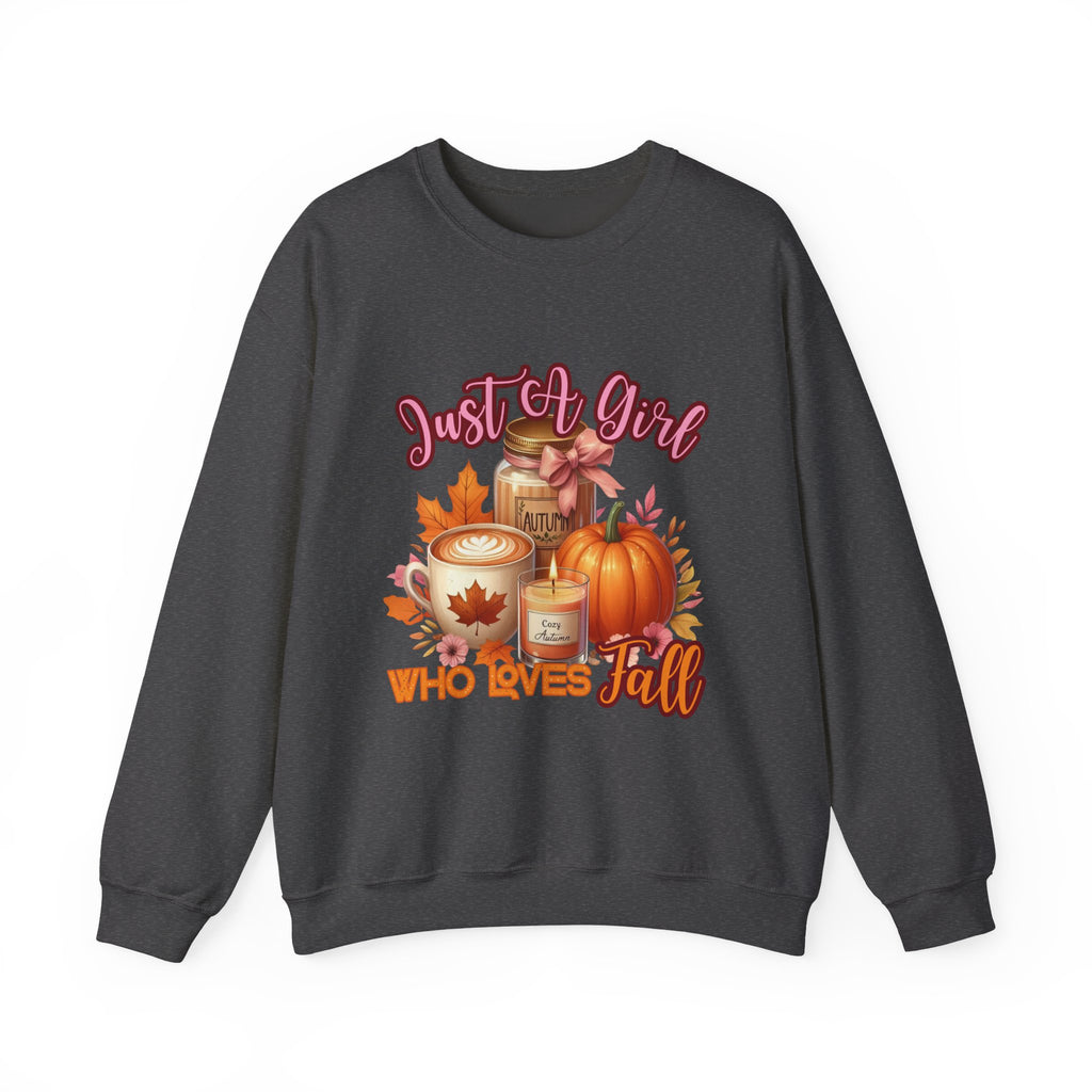, Just a Girl Who Loves Fall-Cozy Fall Sweatshirt for Girls