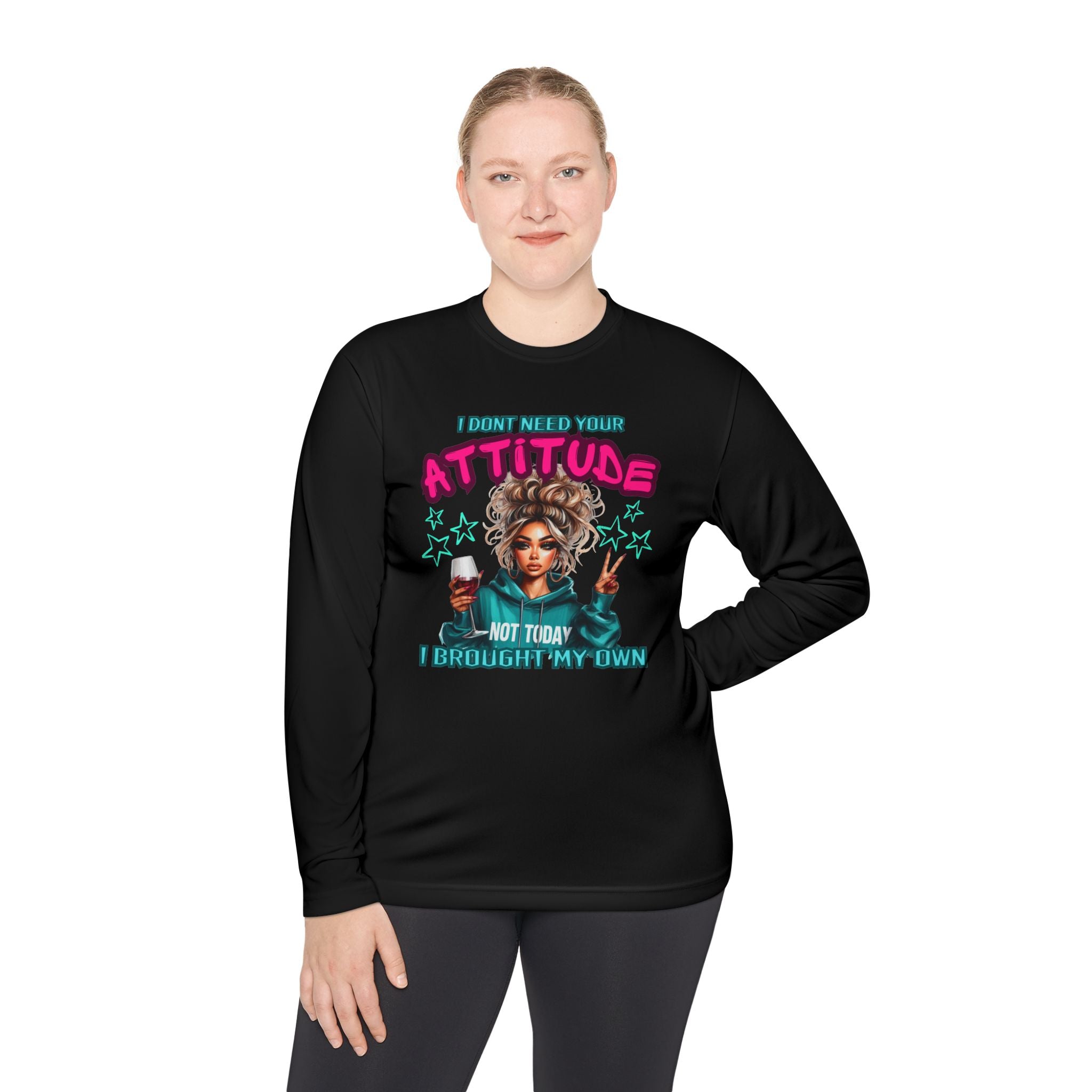 Attitude-Inspired Unisex Lightweight Long Sleeve Tee, Casual Wear, Gift for Friends, Motivational Shirt, Seasonal Fashion, Fun Graphic Tee