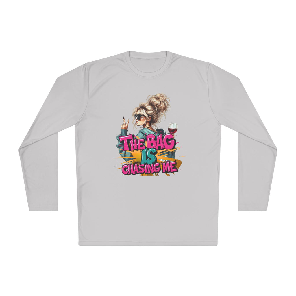 Unisex Long Sleeve Tee - The Bag is Chasing Me, Trendy Shirt, Fashion Gift, Casual Wear, Fun Graphic Tee, Gift for Friends