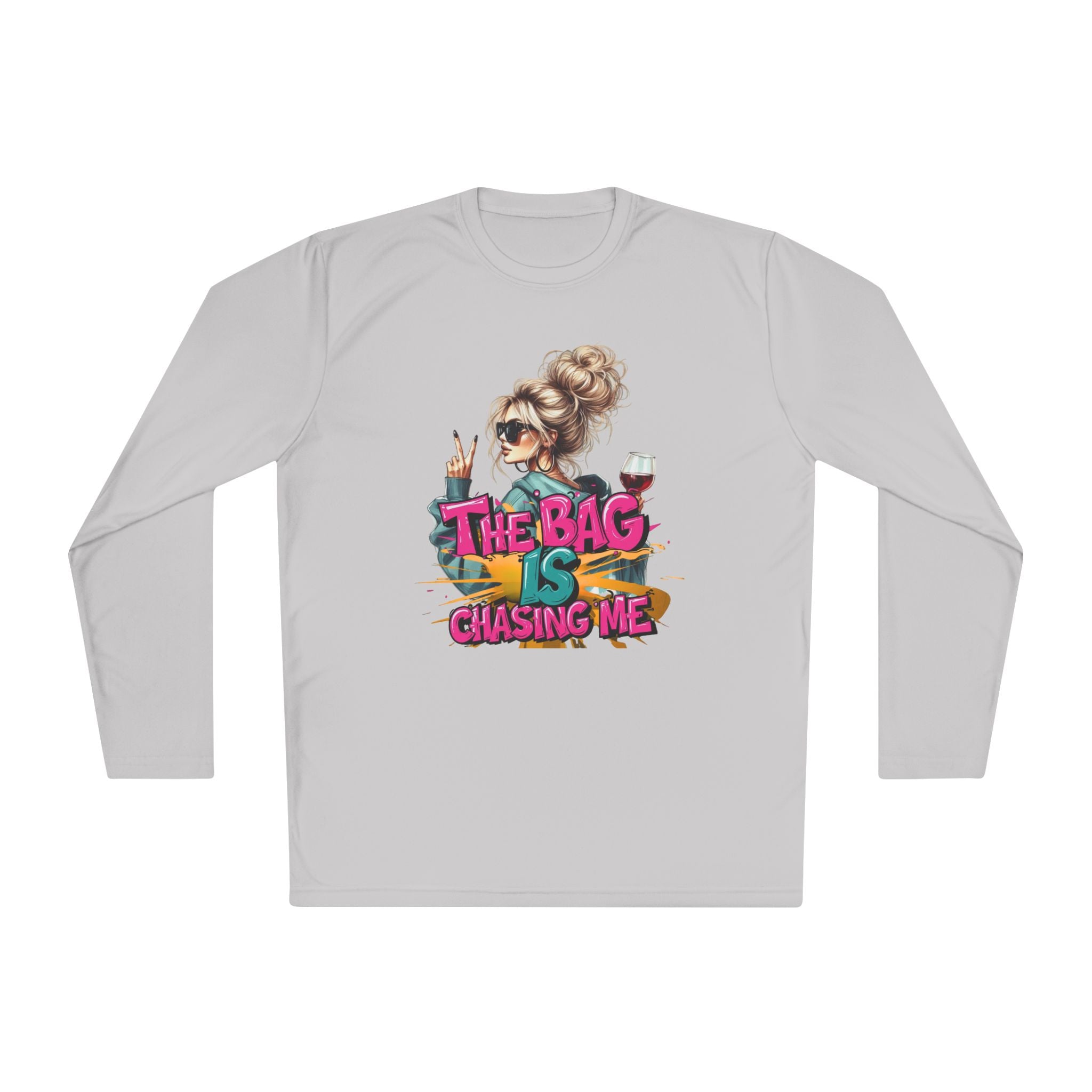 Unisex Long Sleeve Tee - The Bag is Chasing Me, Trendy Shirt, Fashion Gift, Casual Wear, Fun Graphic Tee, Gift for Friends
