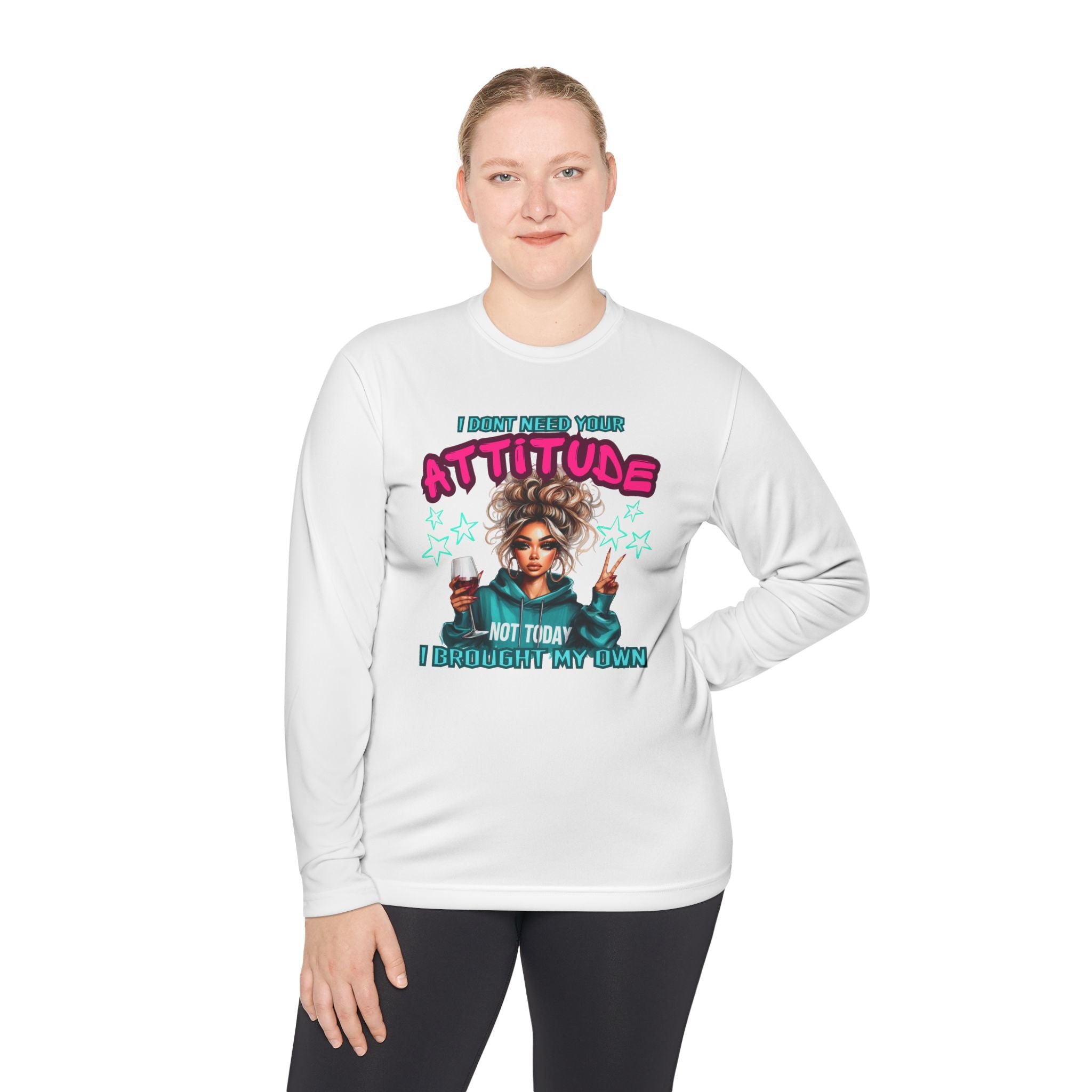 Attitude-Inspired Unisex Lightweight Long Sleeve Tee, Casual Wear, Gift for Friends, Motivational Shirt, Seasonal Fashion, Fun Graphic Tee