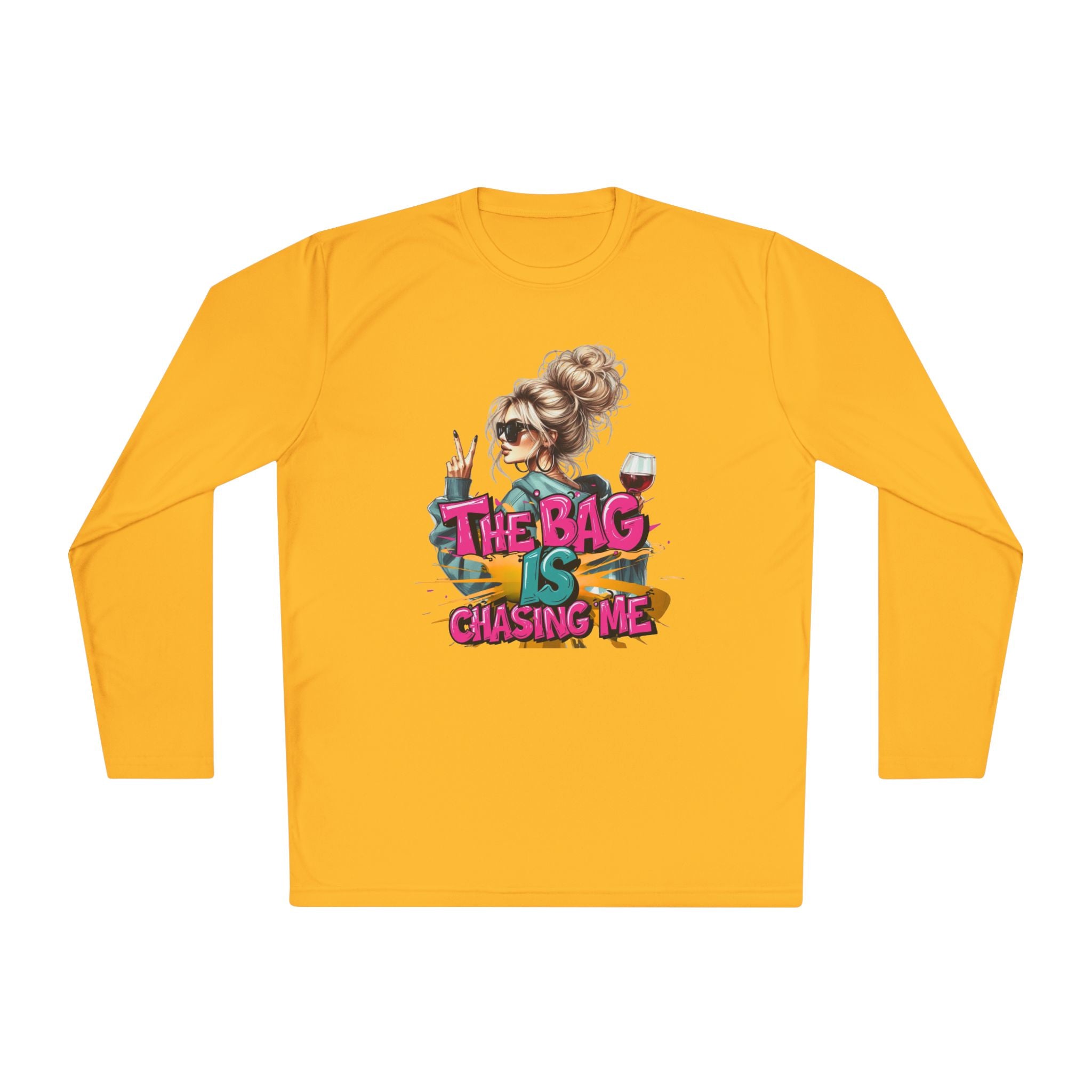 Unisex Long Sleeve Tee - The Bag is Chasing Me, Trendy Shirt, Fashion Gift, Casual Wear, Fun Graphic Tee, Gift for Friends