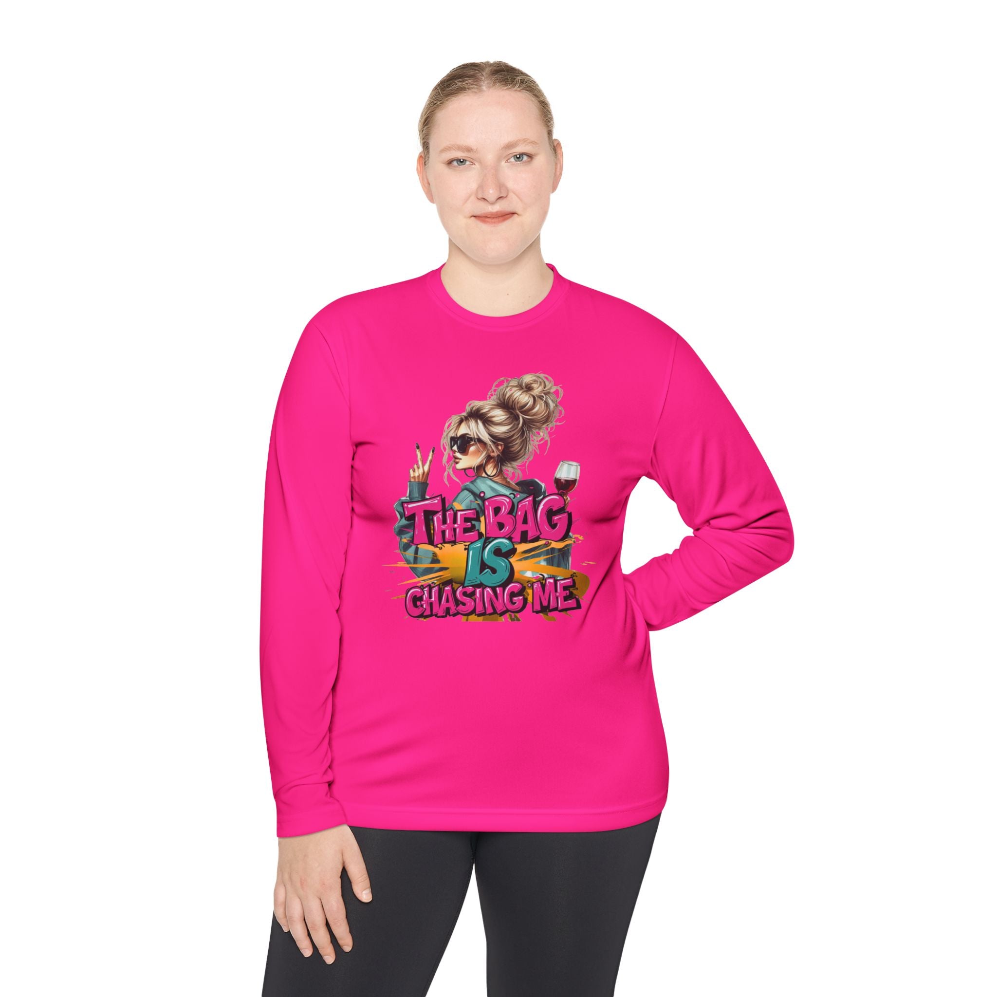 Unisex Long Sleeve Tee - The Bag is Chasing Me, Trendy Shirt, Fashion Gift, Casual Wear, Fun Graphic Tee, Gift for Friends